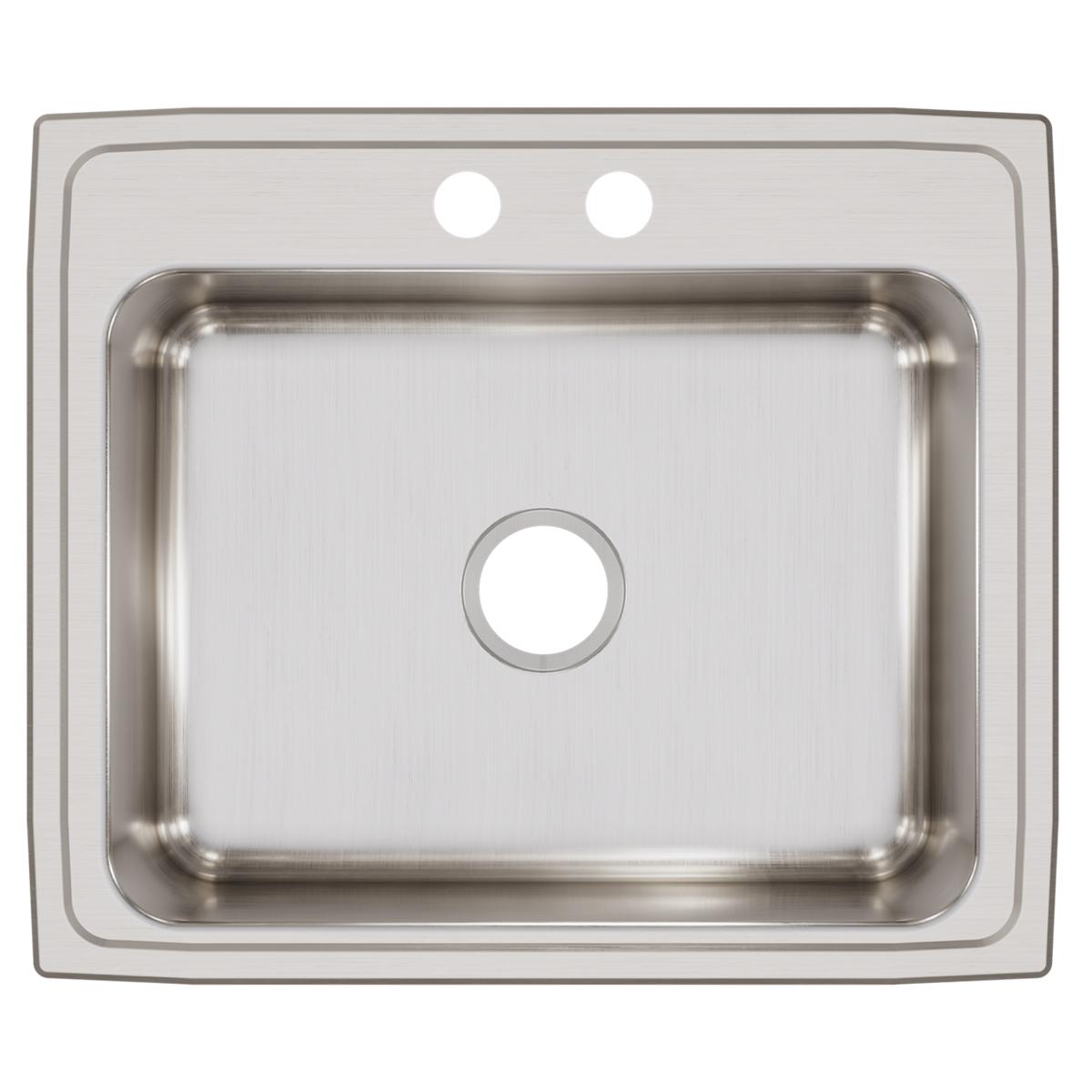 Alternate Image for Elkay Lustertone Classic 25" Drop In/Topmount Stainless Steel Kitchen Sink, 2 Faucet Holes, LRQ25212