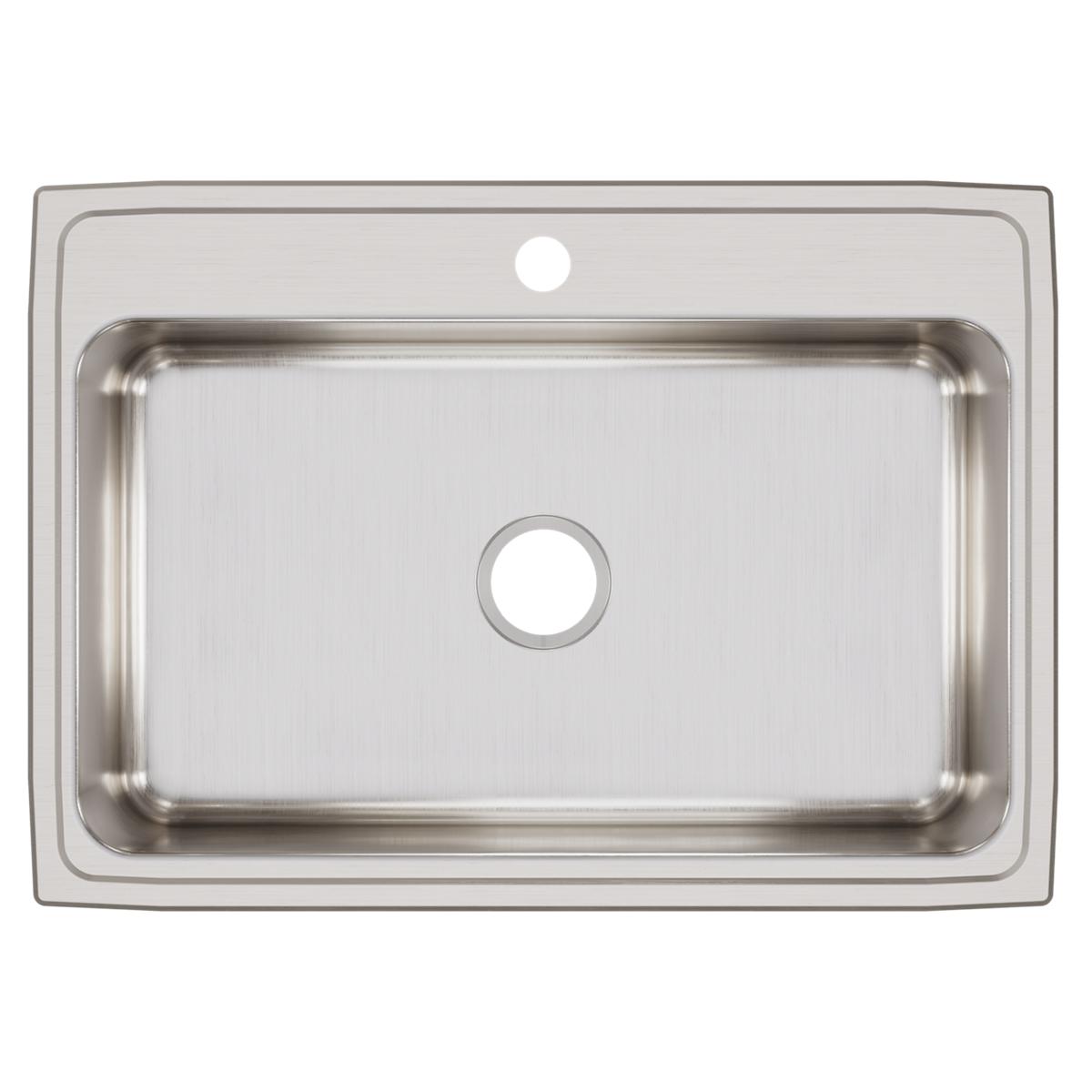 Elkay Lustertone Classic 31" Drop In/Topmount Stainless Steel Kitchen Sink, Lustrous Satin, 1 Faucet Hole, LR31221