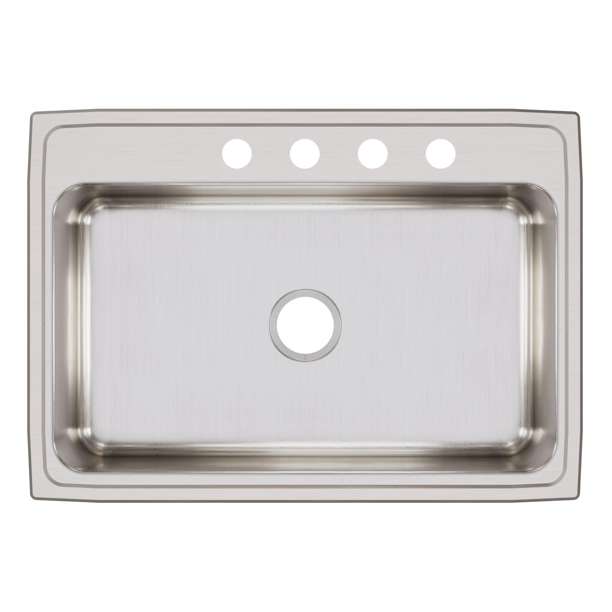 Elkay Lustertone Classic 31" Drop In/Topmount Stainless Steel Kitchen Sink, Lustrous Satin, 4 Faucet Holes, LR31224