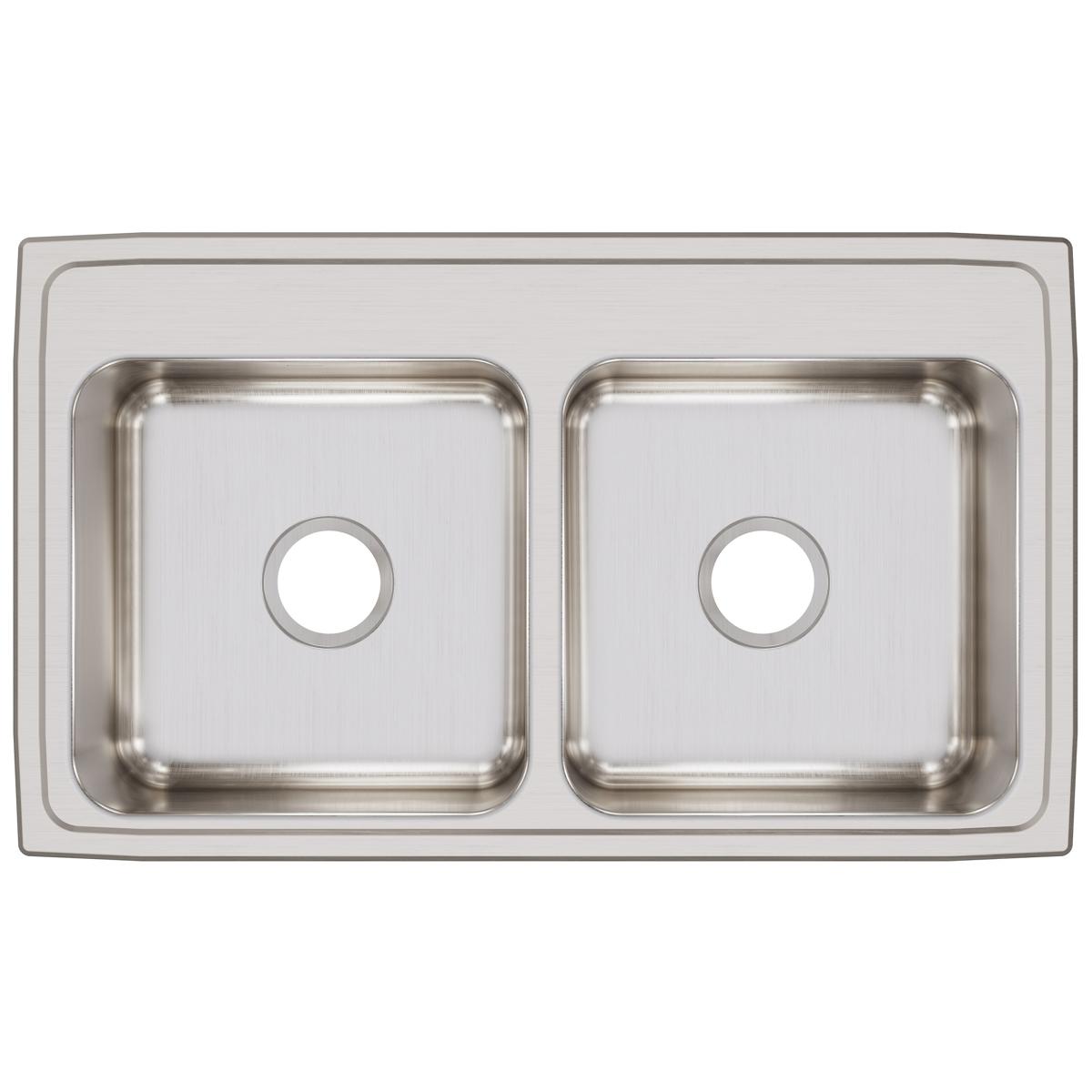 Alternate Image for Elkay Lustertone Classic 33" Drop In/Topmount Stainless Steel Kitchen Sink, 50/50 Double Bowl, Lustrous Satin, No Faucet Hole, LR33190