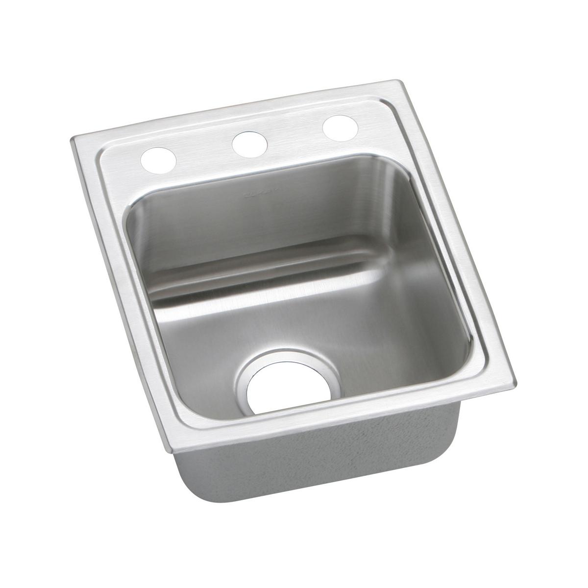 Elkay Lustertone Classic 13" Drop In/Topmount Stainless Steel ADA Kitchen Sink, Lustrous Satin, 3 Faucet Holes, LRADQ1316553