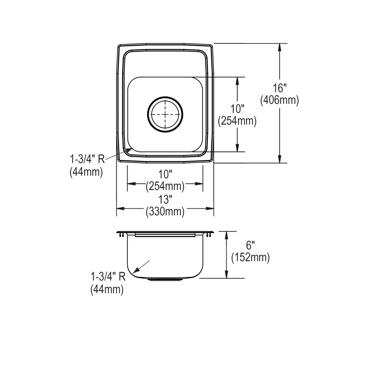 Alternate Image for Elkay 13" Drop In/Topmount CuVerro Antimicrobial Copper ADA Kitchen Sink, Lustrous Satin, 2 Faucet Holes, LRAD1316602-CU