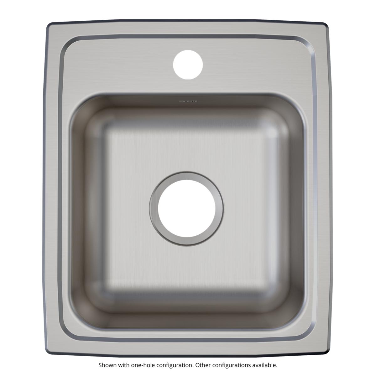 Elkay Lustertone Classic 15" Drop In/Topmount Stainless Steel ADA Kitchen Sink, Lustrous Satin, 1 Faucet Hole, LRAD1517651