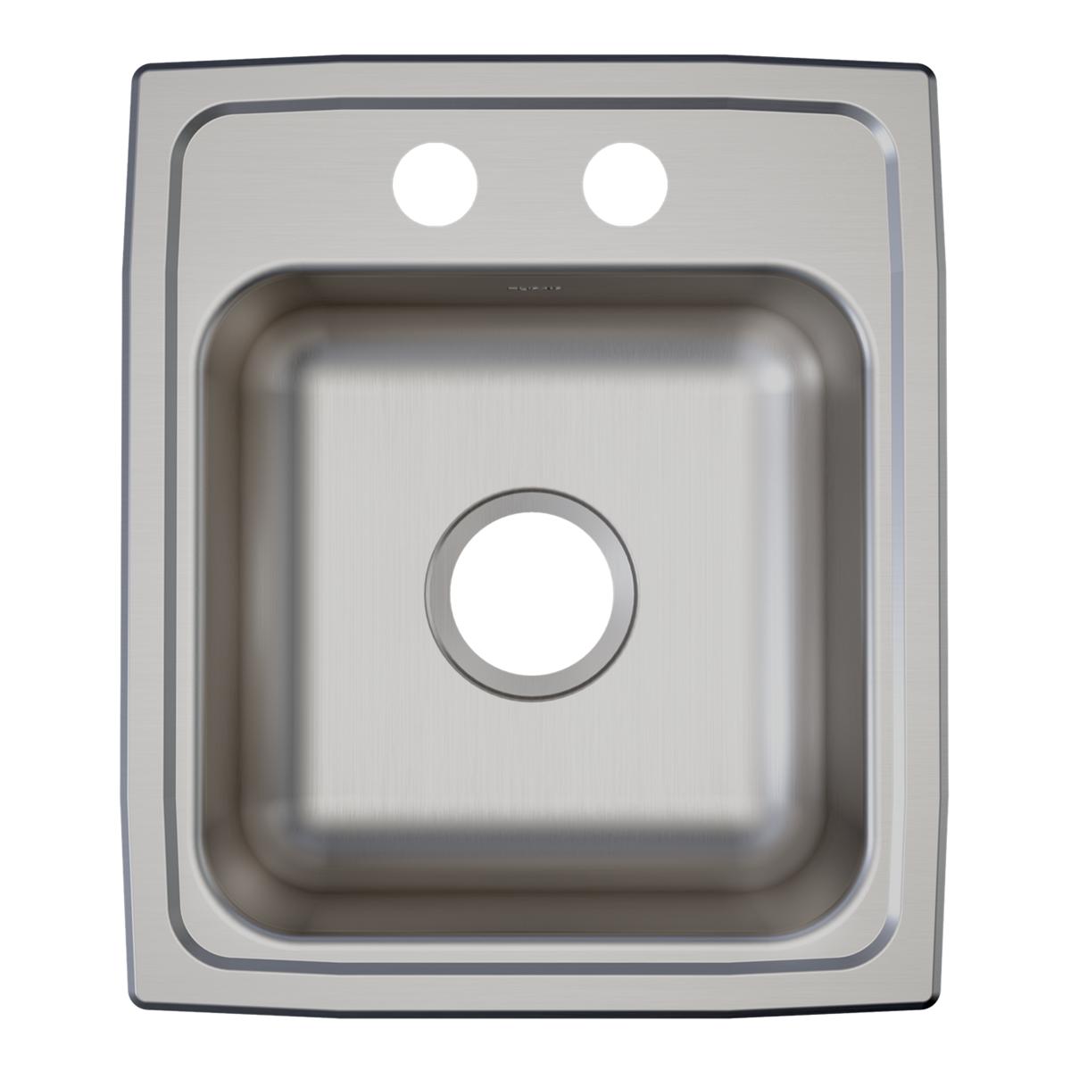 Alternate Image for Elkay Lustertone Classic 15" Drop In/Topmount Stainless Steel ADA Kitchen Sink, Lustrous Satin, 2 Faucet Holes, LRAD1517552