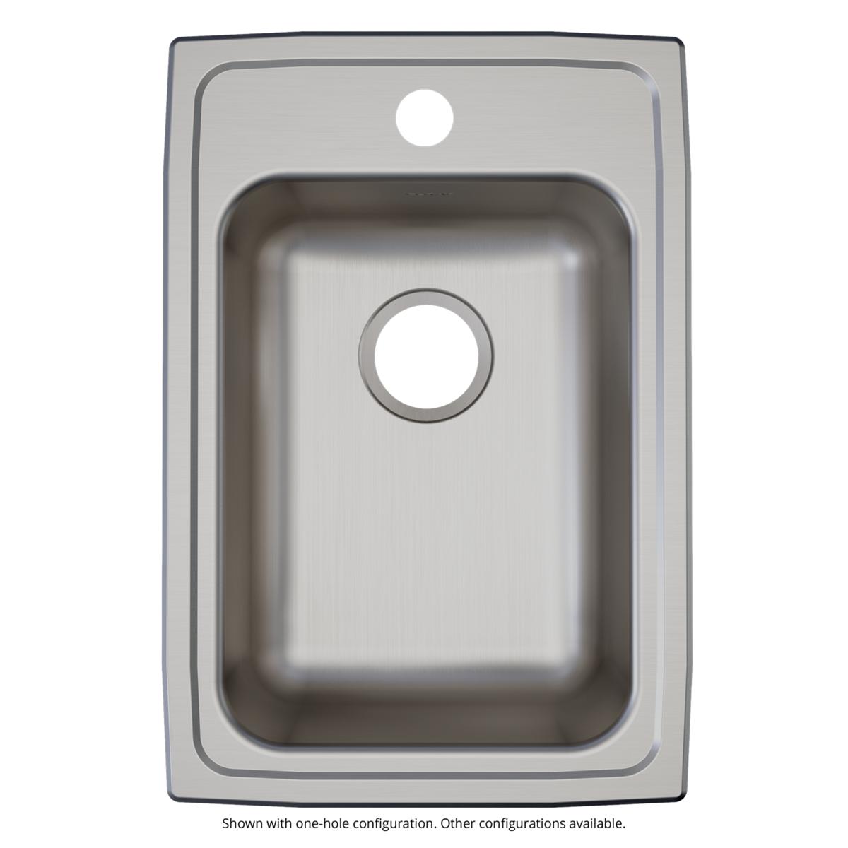 Elkay Lustertone Classic 15" Drop In/Topmount Stainless Steel ADA Kitchen Sink, Lustrous Satin, 3 Faucet Holes, LRAD1522553