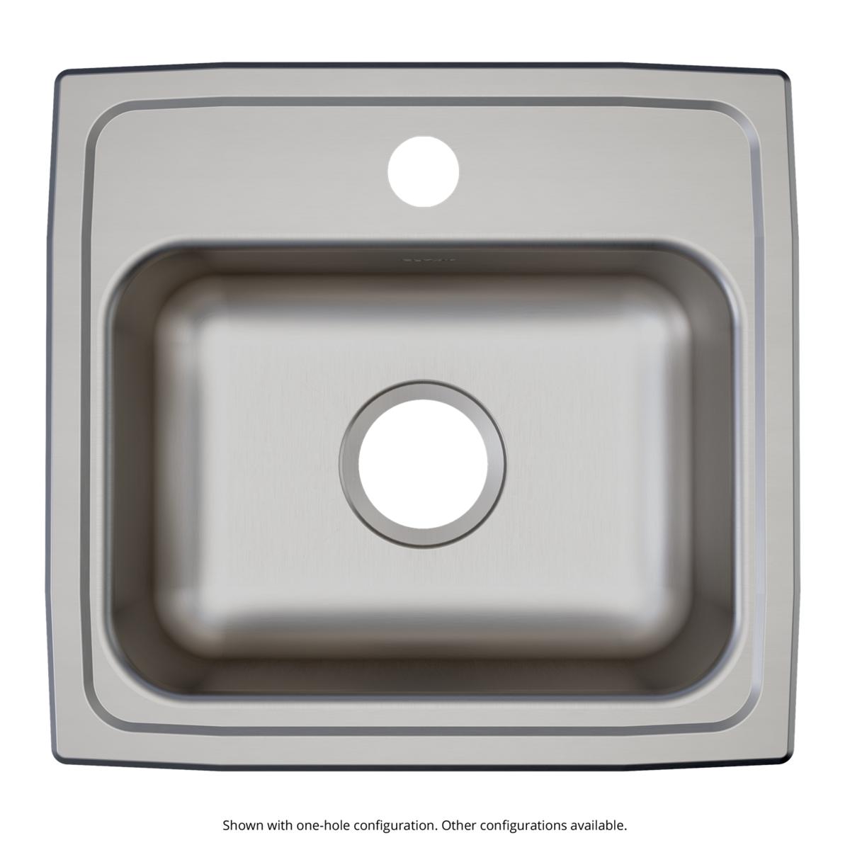 Elkay Lustertone Classic 17" Drop In/Topmount Stainless Steel ADA Kitchen Sink, Lustrous Satin, 2 Faucet Holes, LRAD1716552