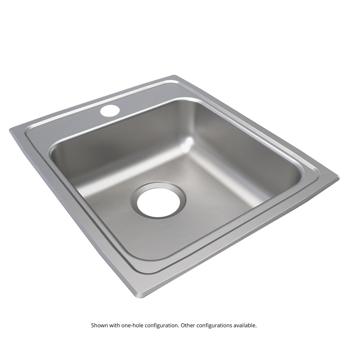 Elkay Lustertone Classic 17" Drop In/Topmount Stainless Steel ADA Kitchen Sink, Lustrous Satin, 2 Faucet Holes, LRAD1720552