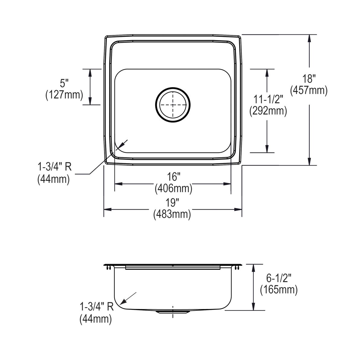 Alternate Image for Elkay 19" Drop In/Topmount CuVerro Antimicrobial Copper ADA Kitchen Sink, Lustrous Satin, MR2 Faucet Holes, LRAD191865MR2-CU