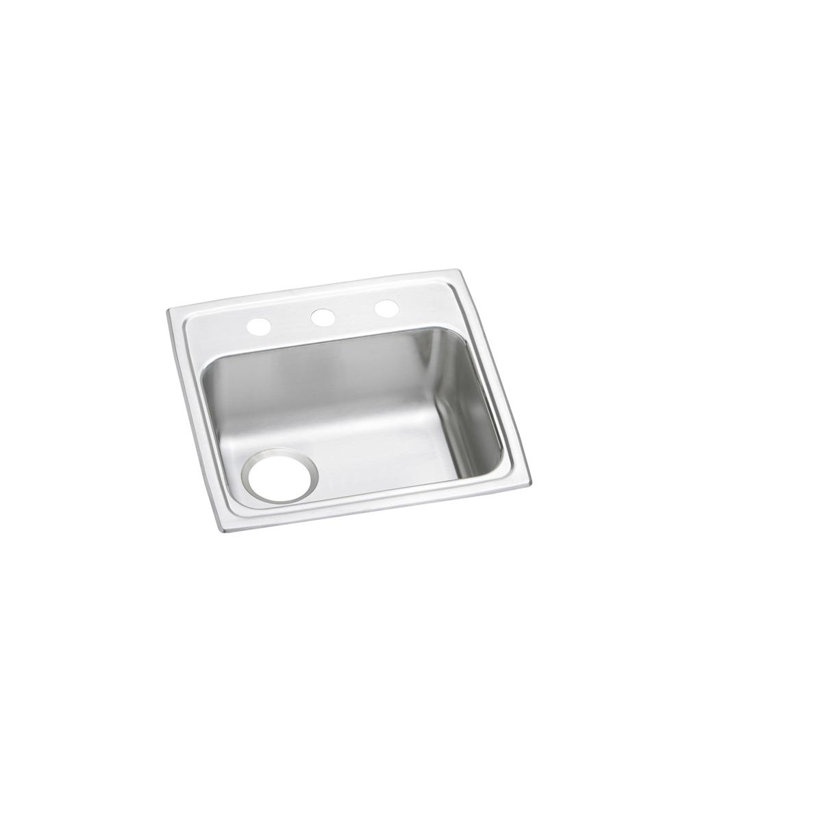 Elkay Lustertone Classic 19" Drop In/Topmount Stainless Steel ADA Kitchen Sink, Lustrous Satin, 2 Faucet Holes, LRADQ191855L2