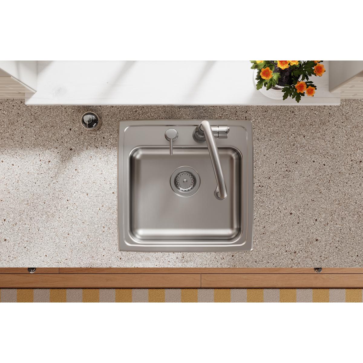 Alternate Image for Elkay Lustertone Classic 20" Drop In/Topmount Stainless Steel ADA Kitchen Sink, Lustrous Satin, 2 Faucet Holes, LRAD1919502