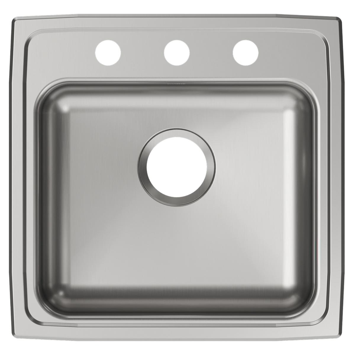 Alternate Image for Elkay Lustertone Classic 20" Drop In/Topmount Stainless Steel ADA Kitchen Sink, Lustrous Satin, 3 Faucet Holes, LRAD1919503