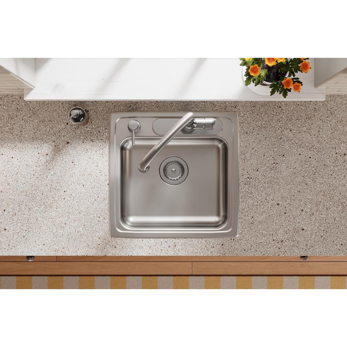 Alternate Image for Elkay Lustertone Classic 20" Drop In/Topmount Stainless Steel ADA Kitchen Sink, Lustrous Satin, OS4 Faucet Holes, LRAD191950OS4