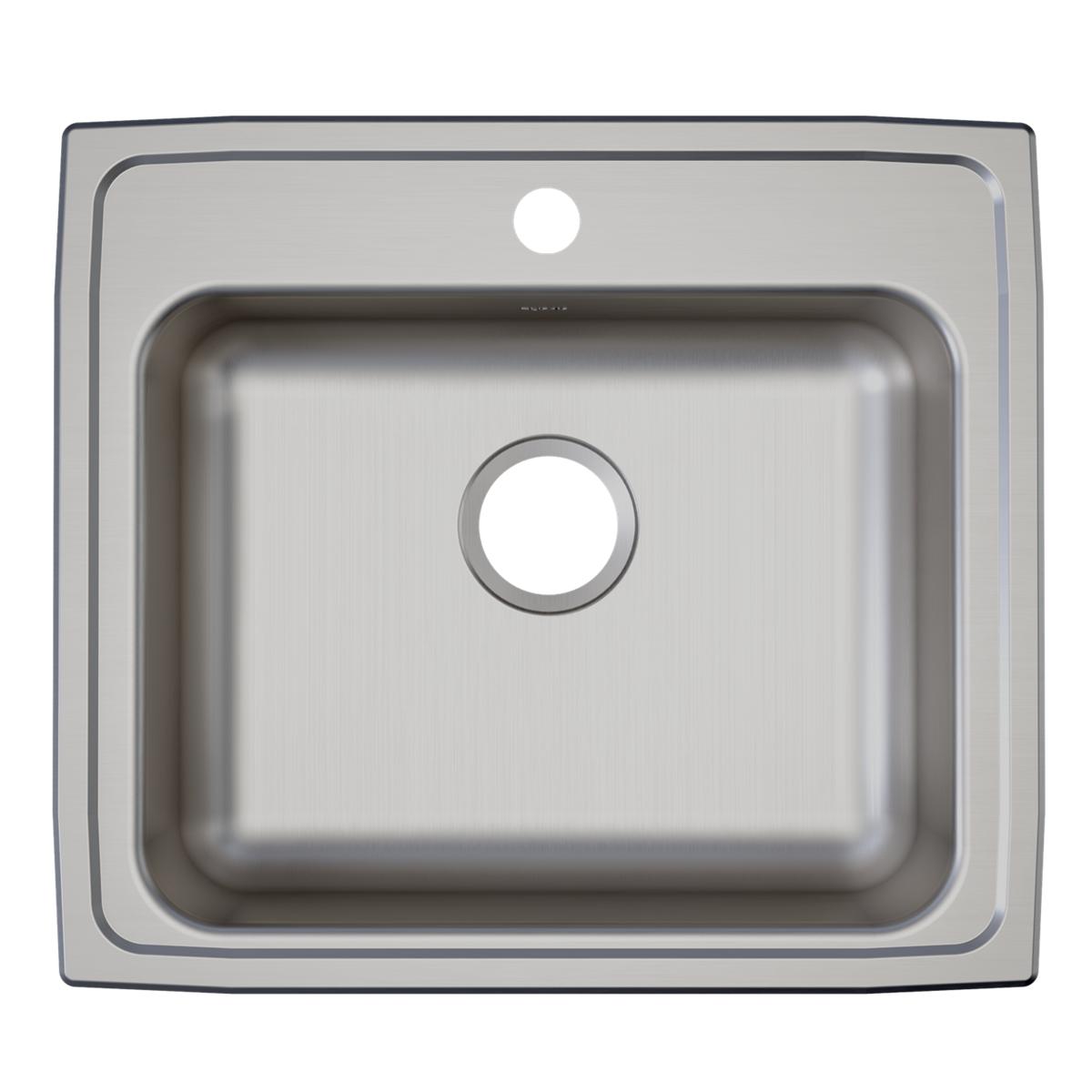 Elkay Lustertone Classic 22" Drop In/Topmount Stainless Steel ADA Kitchen Sink, Lustrous Satin, 5 Faucet Holes, LRAD2219505