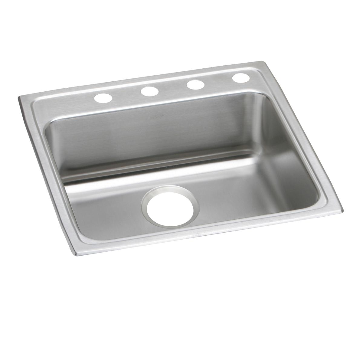 Elkay Lustertone Classic 22" Drop In/Topmount Stainless Steel ADA Kitchen Sink, Lustrous Satin, 4 Faucet Holes, LRAD2222454