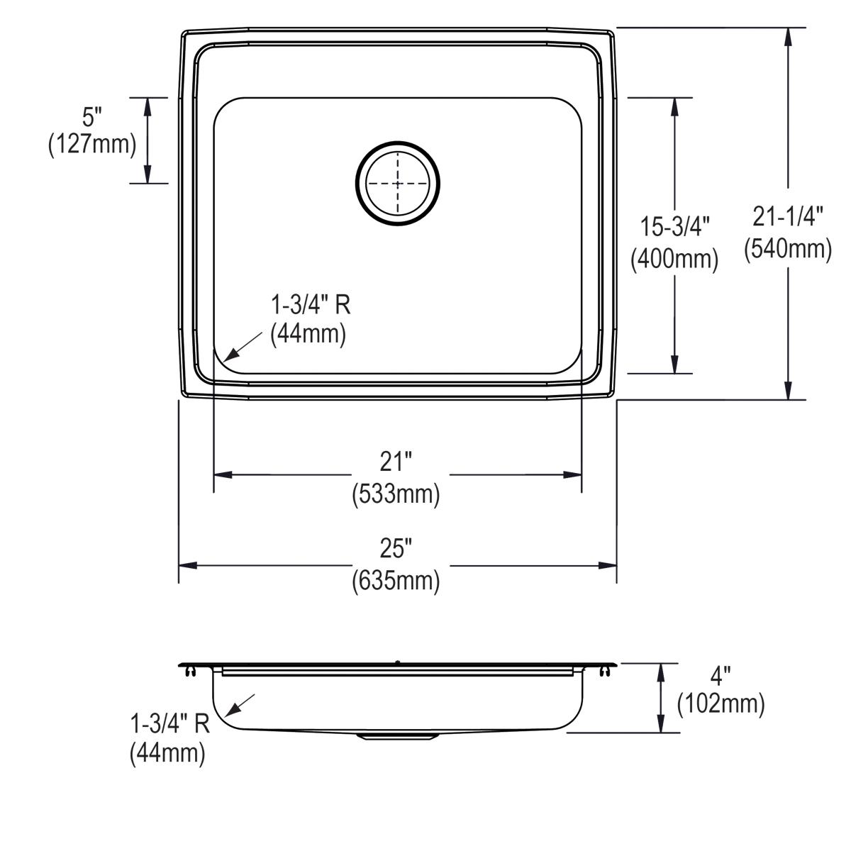 Elkay 25" Drop In/Topmount CuVerro Antimicrobial Copper ADA Kitchen Sink, Lustrous Satin, 3 Faucet Holes, LRAD2521403-CU