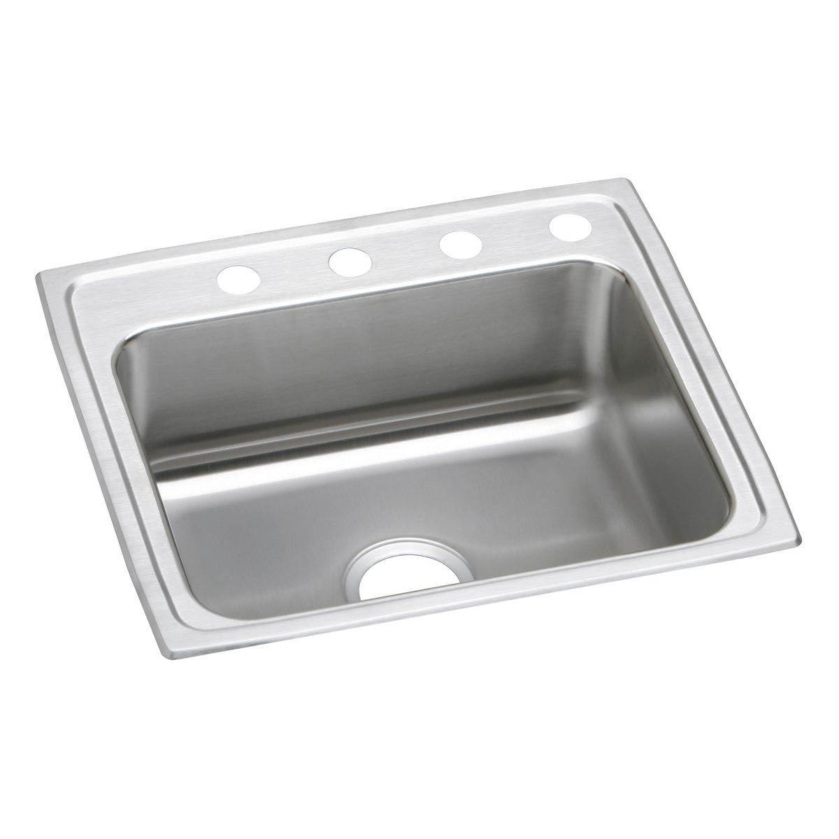 Alternate Image for Elkay Lustertone Classic 25" Drop In/Topmount Stainless Steel ADA Kitchen Sink, Lustrous Satin, 4 Faucet Holes, LRAD2521404