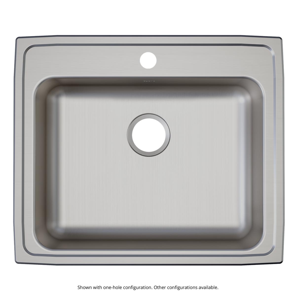 Elkay Lustertone Classic 25" Drop In/Topmount Stainless Steel ADA Kitchen Sink, Lustrous Satin, 3 Faucet Holes, LRAD2521653