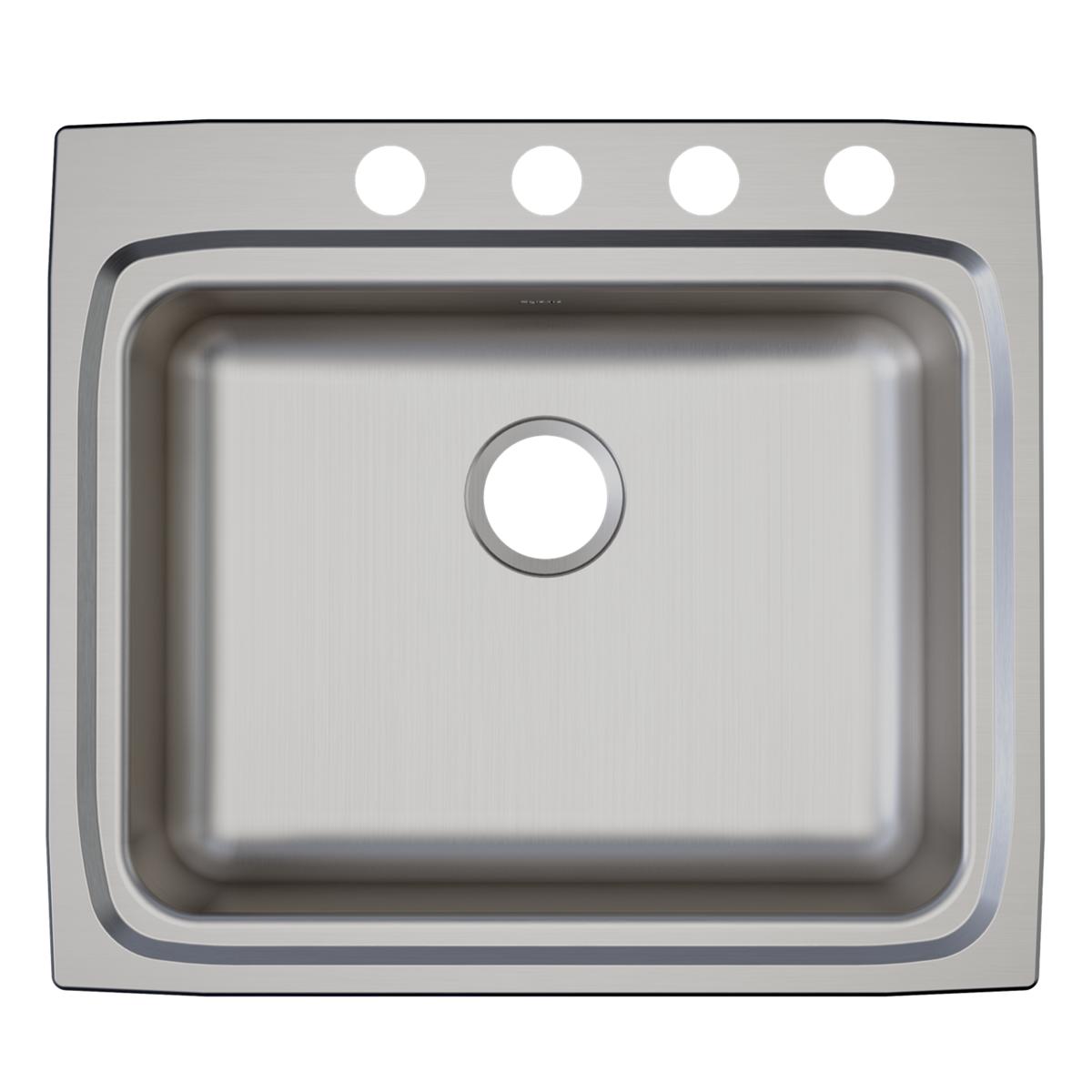 Alternate Image for Elkay Lustertone Classic 25" Drop In/Topmount Stainless Steel ADA Kitchen Sink, Lustrous Satin, 4 Faucet Holes, LRAD2522554