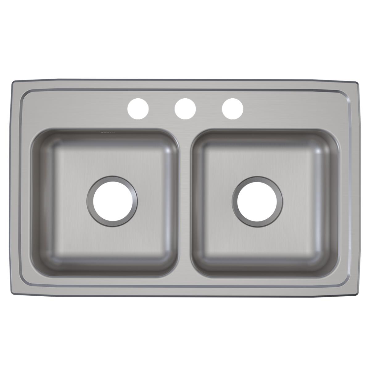 Alternate Image for Elkay Lustertone Classic 29" Drop In/Topmount Stainless Steel ADA Kitchen Sink, 50/50 Double Bowl, Lustrous Satin, 3 Faucet Holes, LRAD2918553