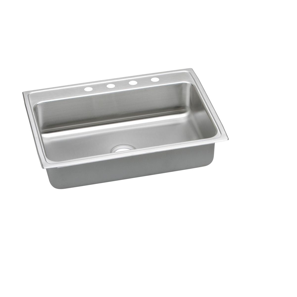 Elkay Lustertone Classic 31" Drop In/Topmount Stainless Steel ADA Kitchen Sink, Lustrous Satin, 4 Faucet Holes, LRADQ3122654