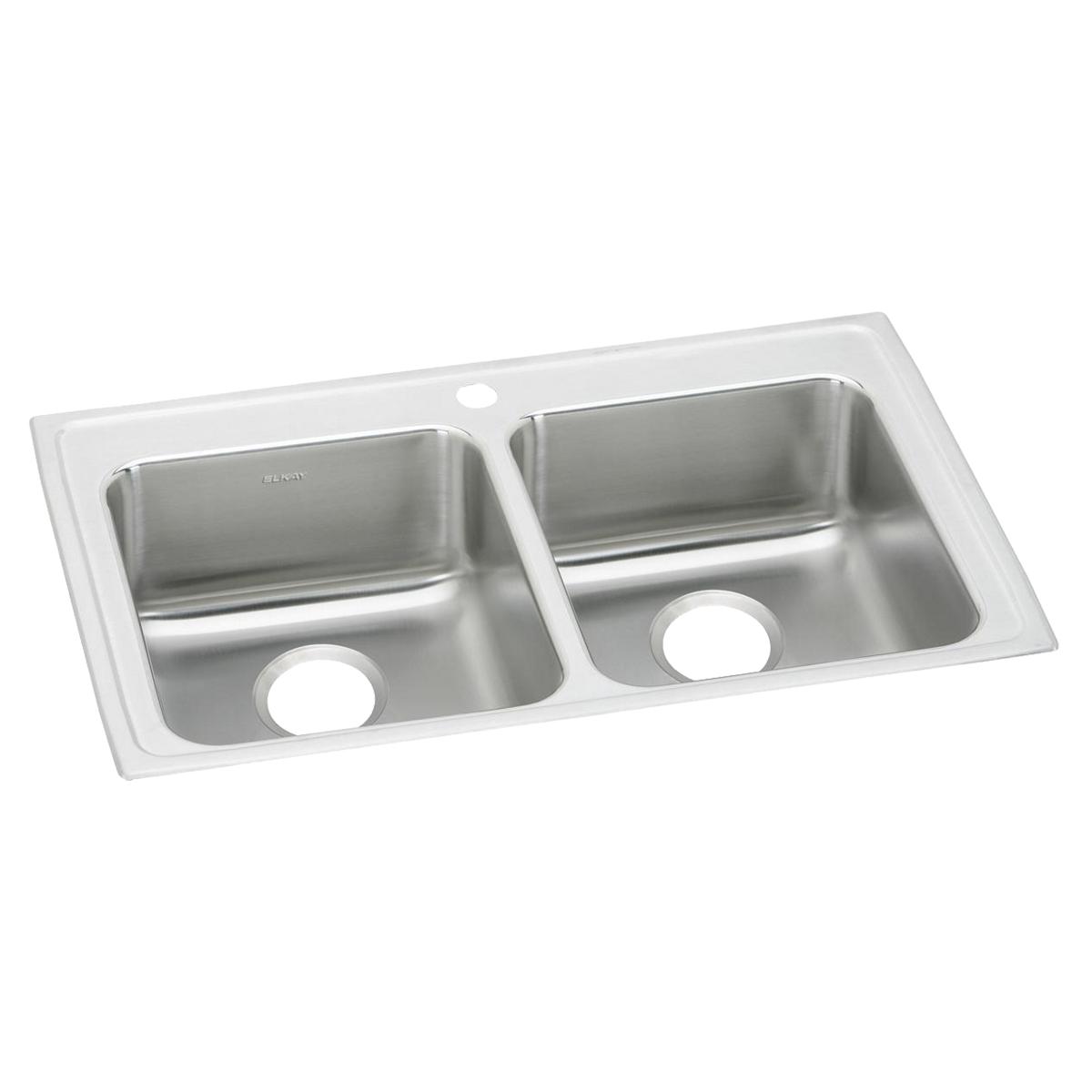 Alternate Image for Elkay Lustertone Classic 33" Drop In/Topmount Stainless Steel ADA Kitchen Sink, 50/50 Double Bowl, Lustrous Satin, 1 Faucet Hole, LRAD3321651