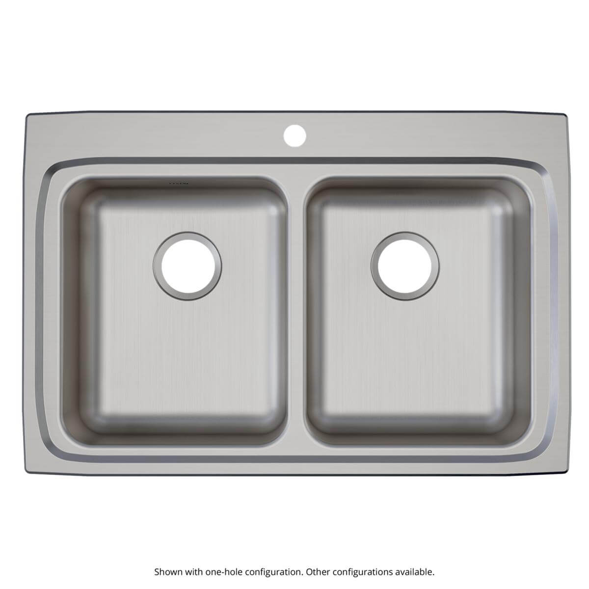 Alternate Image for Elkay Lustertone Classic 33" Drop In/Topmount Stainless Steel ADA Kitchen Sink, 50/50 Double Bowl, Lustrous Satin, 1 Faucet Hole, LRAD3322601