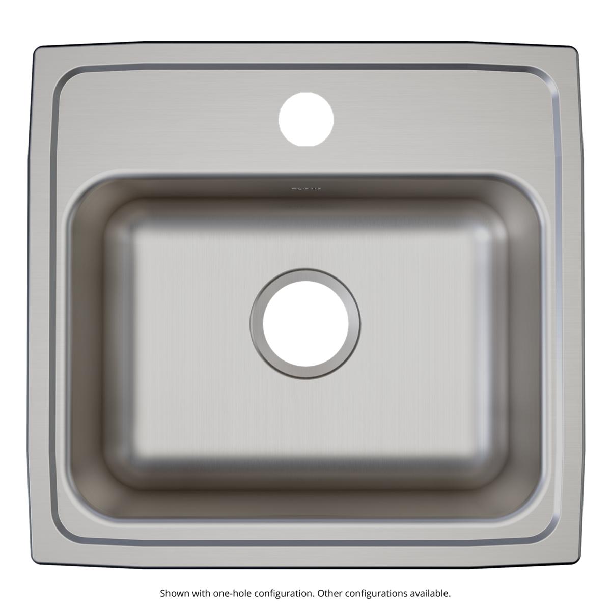 Elkay Lustertone Classic 19" Drop In/Topmount Stainless Steel ADA Kitchen Sink, Lustrous Satin, 1 Faucet Hole, LRADQ1918601