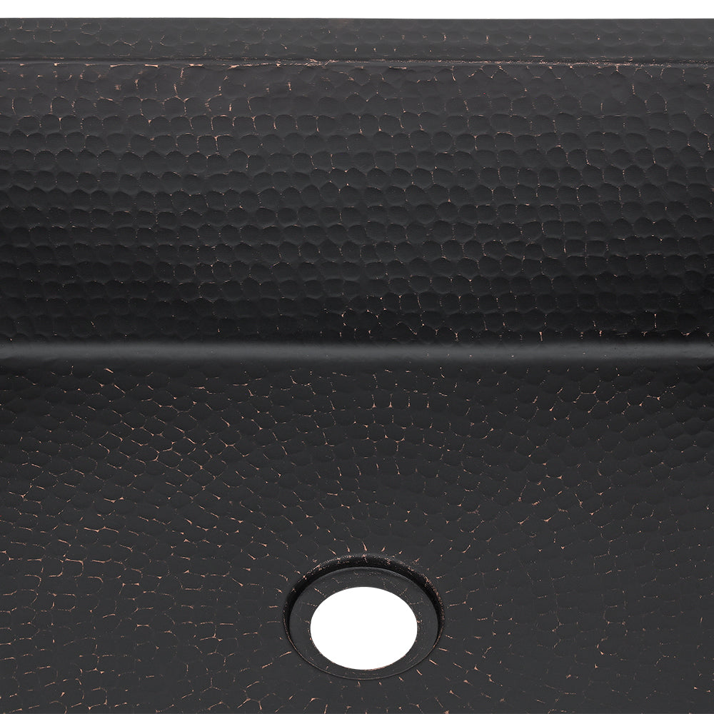 Alternate Image for Premier Copper Products 19" x 16" Rectangle Dual - Undermount or Drop In Copper Bathroom Sink, Glazed Black, 17 Gauge, LREC19BLK