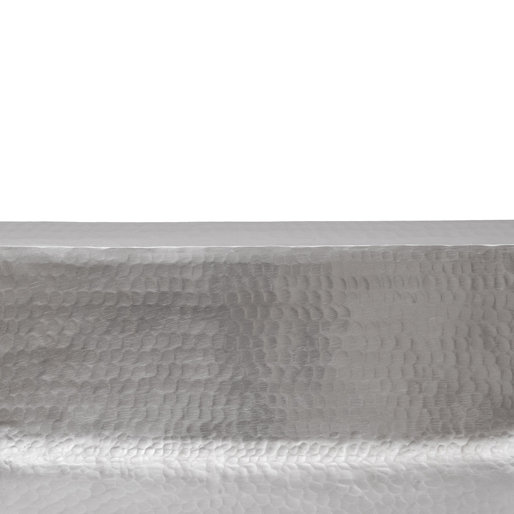Alternate Image for Premier Copper Products 19" Rectangle Under Counter Hammered Copper Bathroom Sink in Nickel, Matching Drain and Accessories, BSP5_LREC19EN-P
