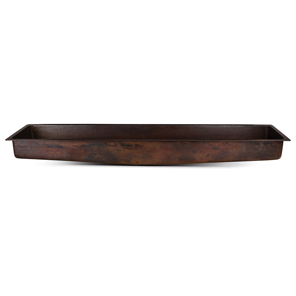 Alternate Image for Premier Copper Products 60" Rectangle Under Counter Hammered Copper Bathroom Sink, Matching Drain and Accessories, Oil Rubbed Bronze, BSP5_LREC60DB-P