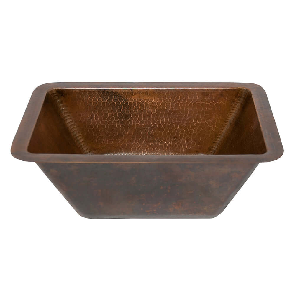 Alternate Image for Premier Copper Products 17" Rectangle Hammered Copper Bathroom Sink, Matching Drain and Accessories, Oil Rubbed Bronze, BSP5_LRECDB-P