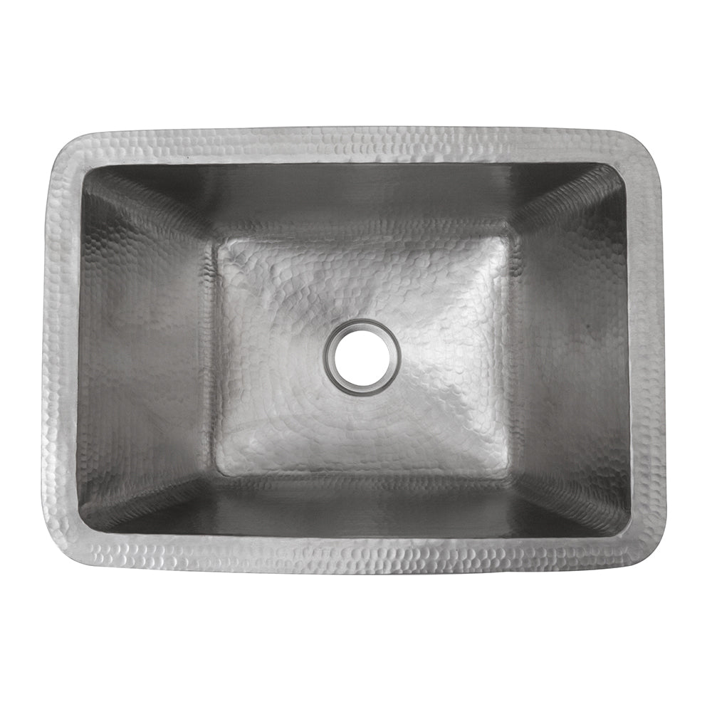 Alternate Image for Premier Copper Products 17" Rectangle Hammered Copper Bathroom Sink in Nickel, Matching Drain and Accessories, BSP5_LRECEN-P