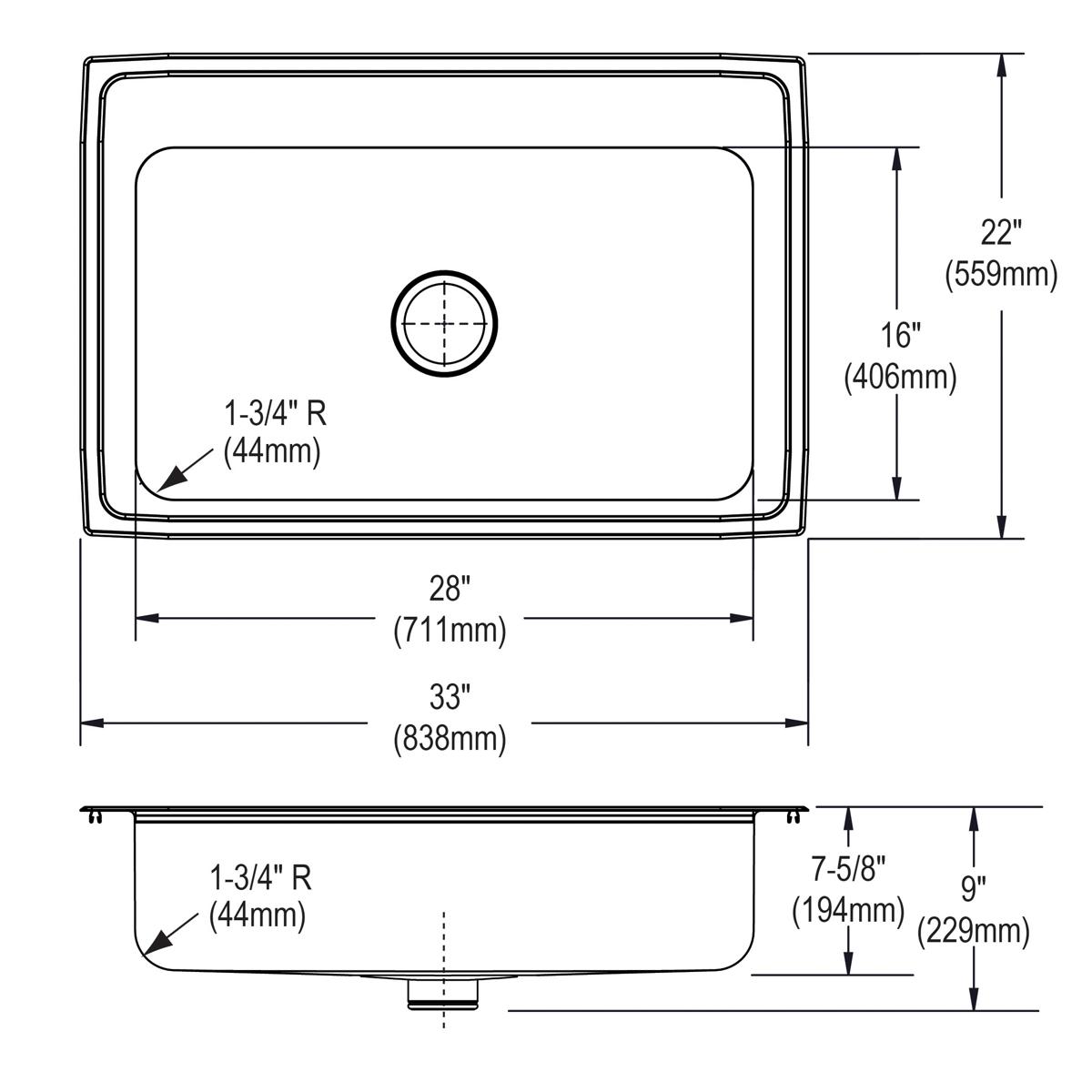 Elkay Lustertone Classic 33" Drop In/Topmount Stainless Steel Kitchen Sink, Lustrous Satin, 3 Faucet Holes, Perfect Drain, LRS3322PD3