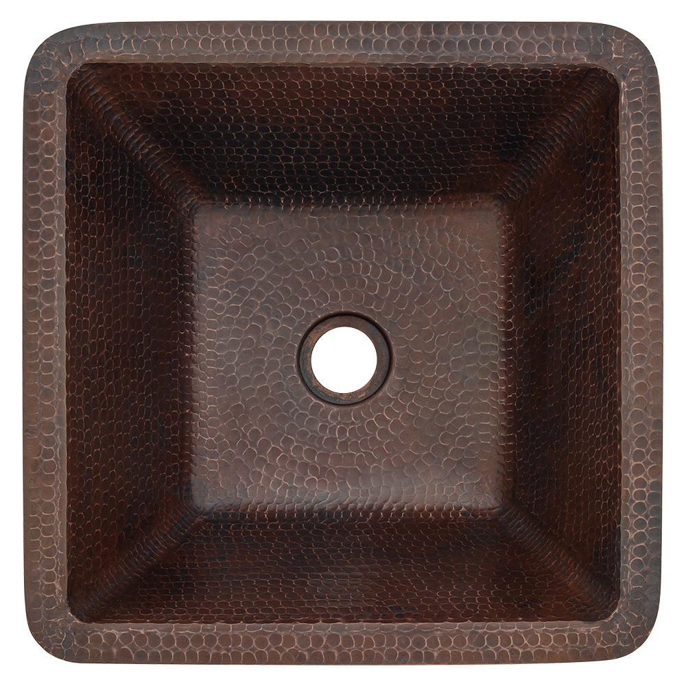 Alternate Image for Premier Copper Products 15" Square Copper Bathroom Sink, Oil Rubbed Bronze, LSQ15DB