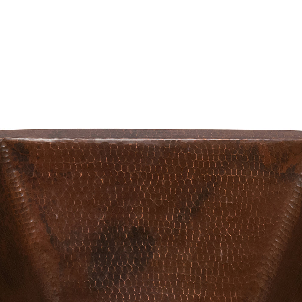 Alternate Image for Premier Copper Products 15" Square Under Counter Hammered Copper Bathroom Sink, Matching Drain and Accessories, Oil Rubbed Bronze, BSP5_LSQ15DB-P