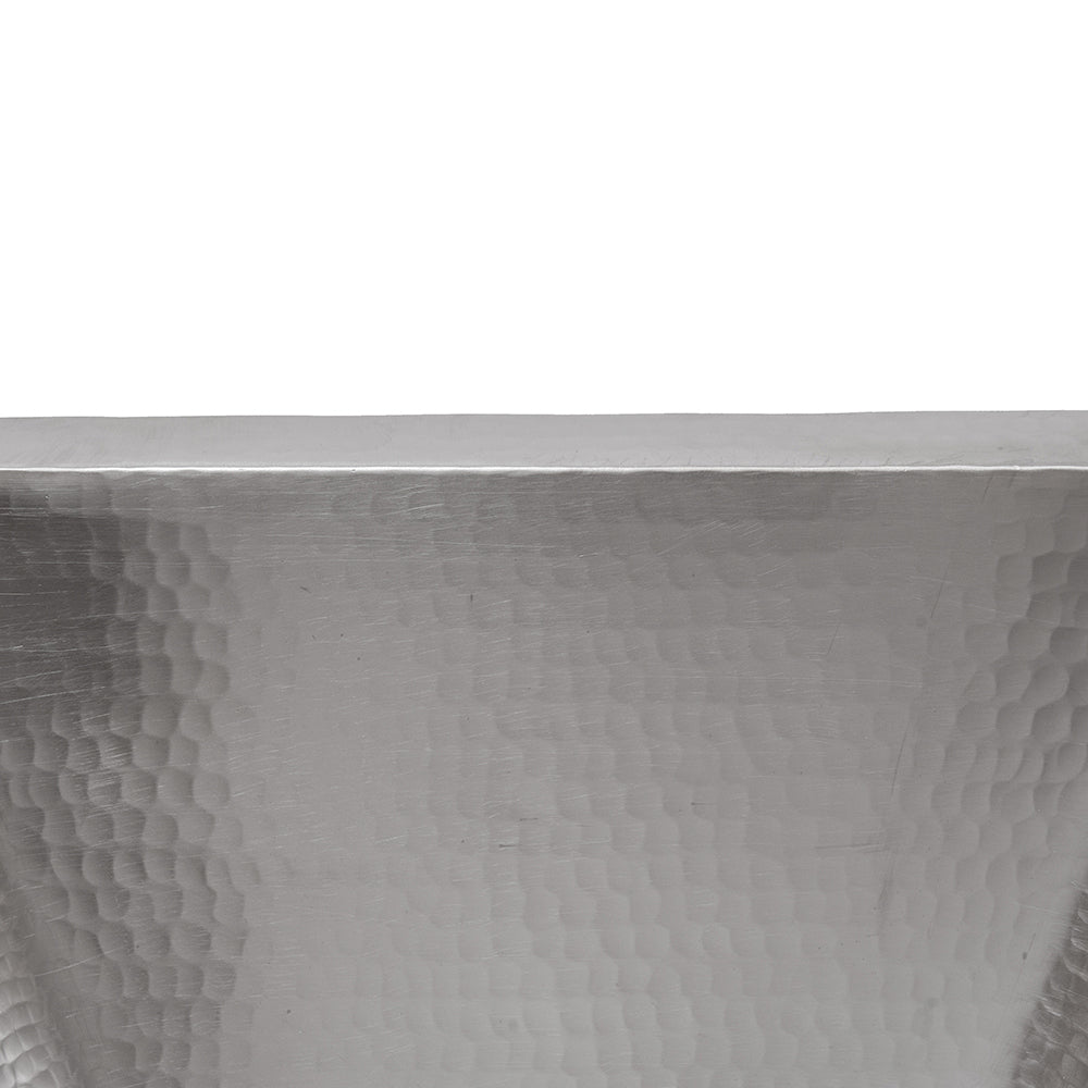 Alternate Image for Premier Copper Products 15" Square Under Counter Hammered Copper Bathroom Sink in Nickel, Matching Drain and Accessories, BSP5_LSQ15EN-P