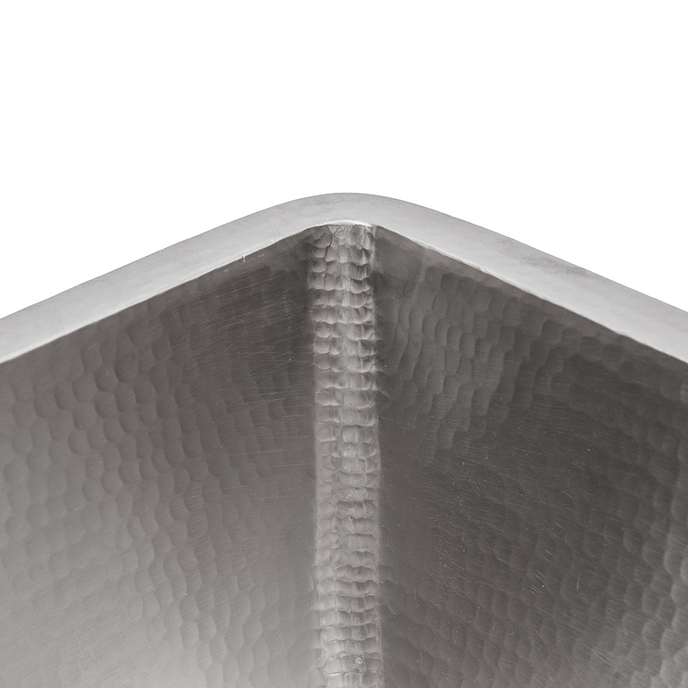 Alternate Image for Premier Copper Products 15" Square Under Counter Hammered Copper Bathroom Sink in Nickel, Matching Drain and Accessories, BSP5_LSQ15EN-P
