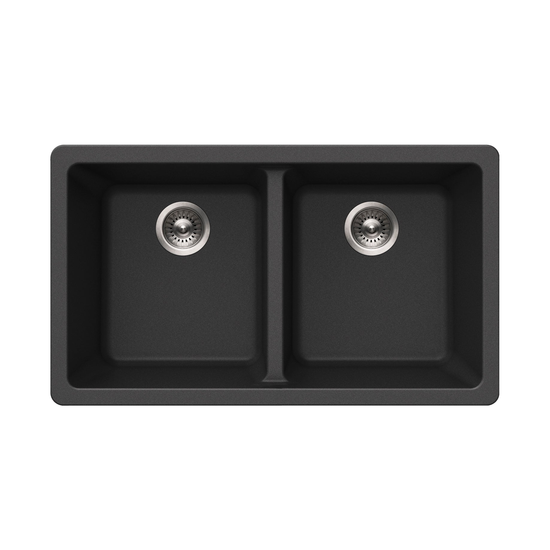 Houzer Quartztone 31 inch Midnite Granite Composite Undermount 50/50 Double Bowl Kitchen Sink - M-300U MIDNITE