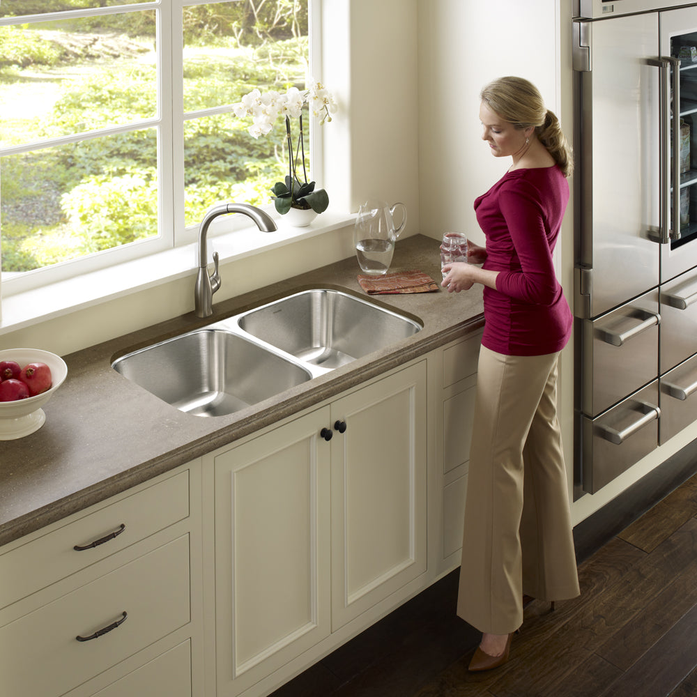 Alternate Image for Houzer Medallion Classic 32" 50/50 Double Bowl Stainless Steel Undermount Kitchen Sink with Accessories, 18 Gauge, MD-3109-C