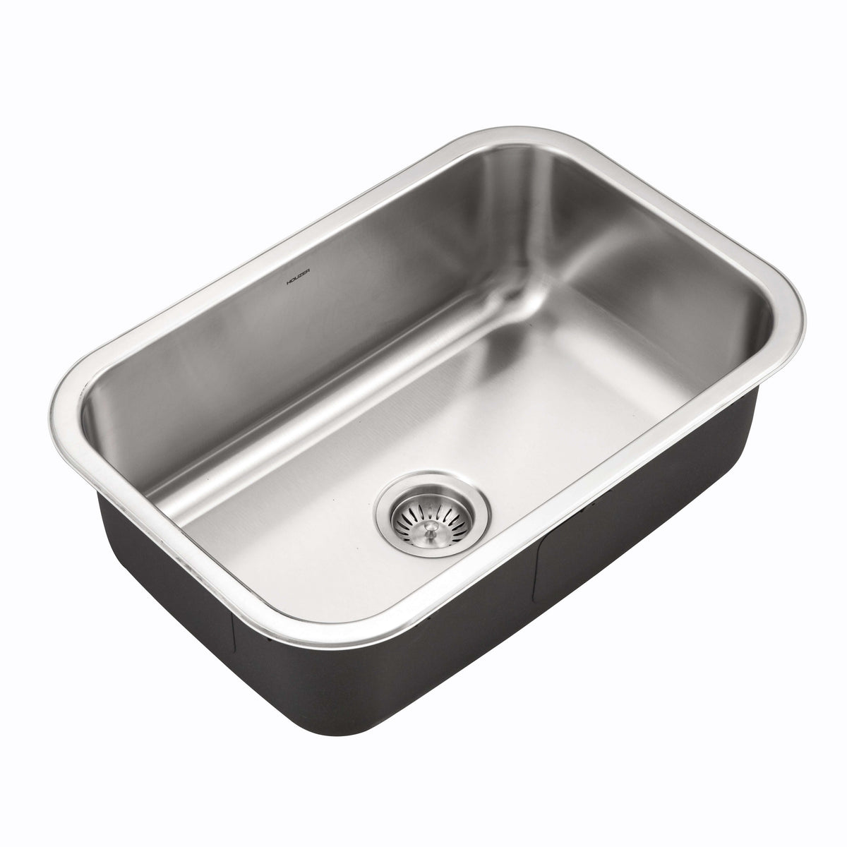 Alternate Image for Houzer Medallion Designer 27 inch Stainless Steel Undermount Single D Bowl Kitchen Sink with Strainer- 18 Gauge, MS-2700-1