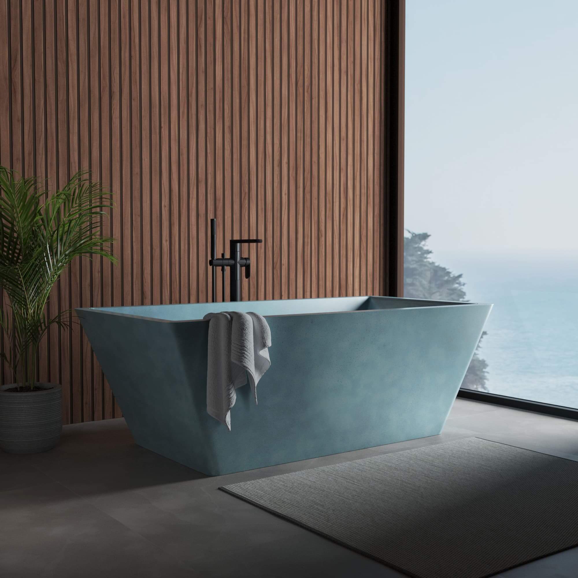 Alternate Image for Native Trails 66" NativeStone Concrete Mendocino Freestanding Bathtub, Ocean, NST6634-O