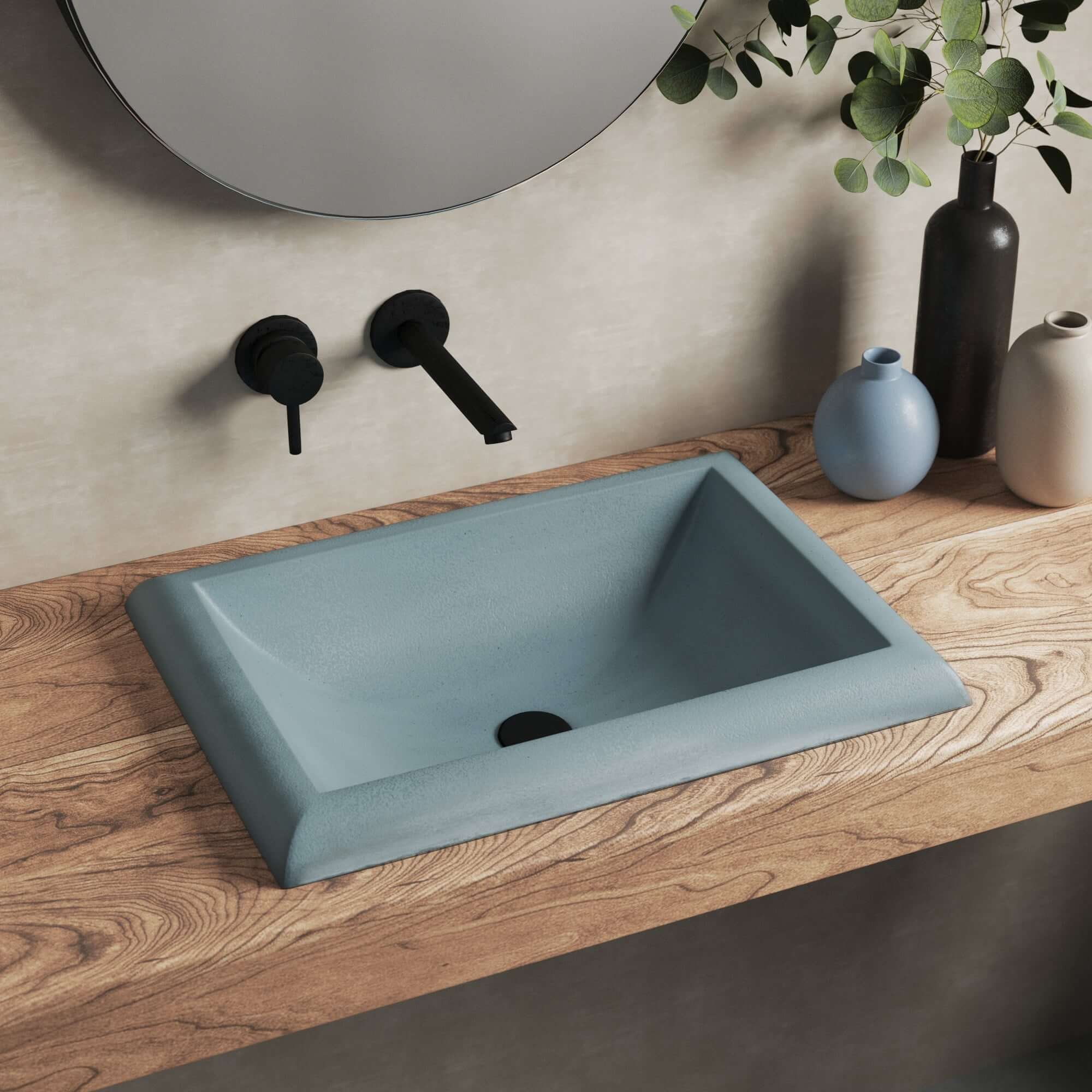 Alternate Image for Native Trails Montecito 21.5" x 15.5" Rectangle Drop In NativeStone Concrete ADA Bathroom Sink, Ocean, NSL2216-O
