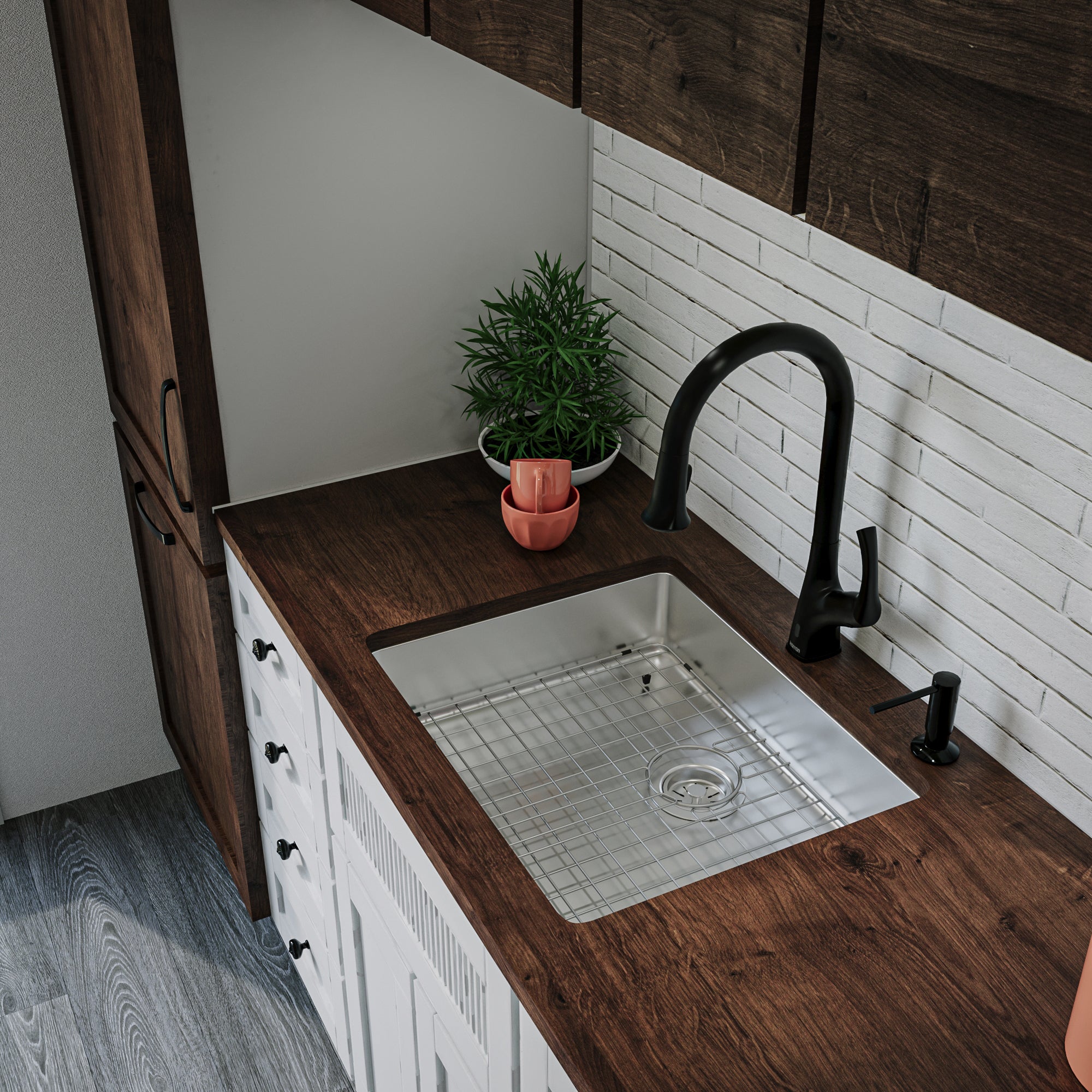 Karran 23" Undermount Stainless Steel Kitchen Sink with Accessories, 18 Gauge, NC-425-PK1