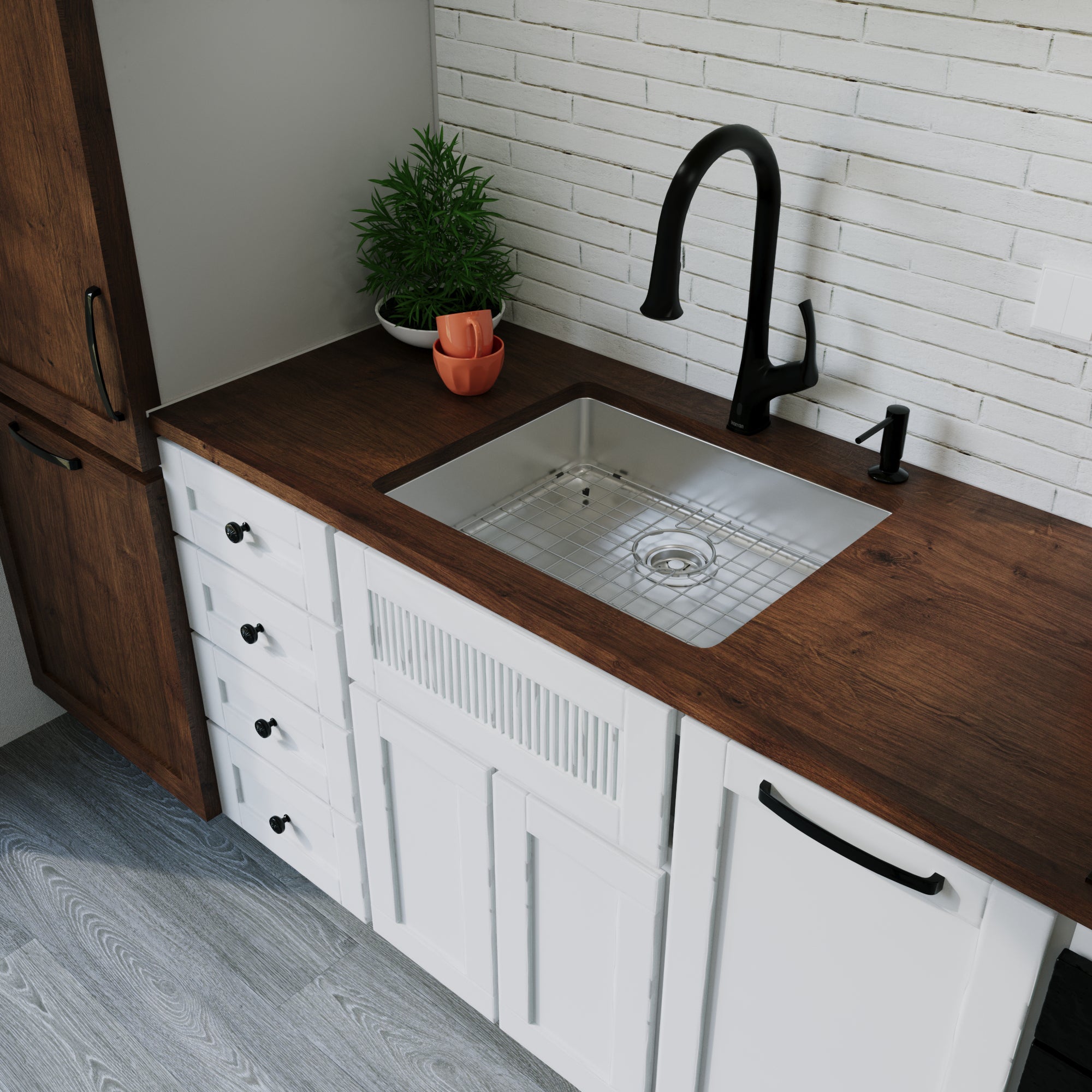 Alternate Image for Karran 23" Undermount Stainless Steel Kitchen Sink with Accessories, 18 Gauge, NC-425-PK1