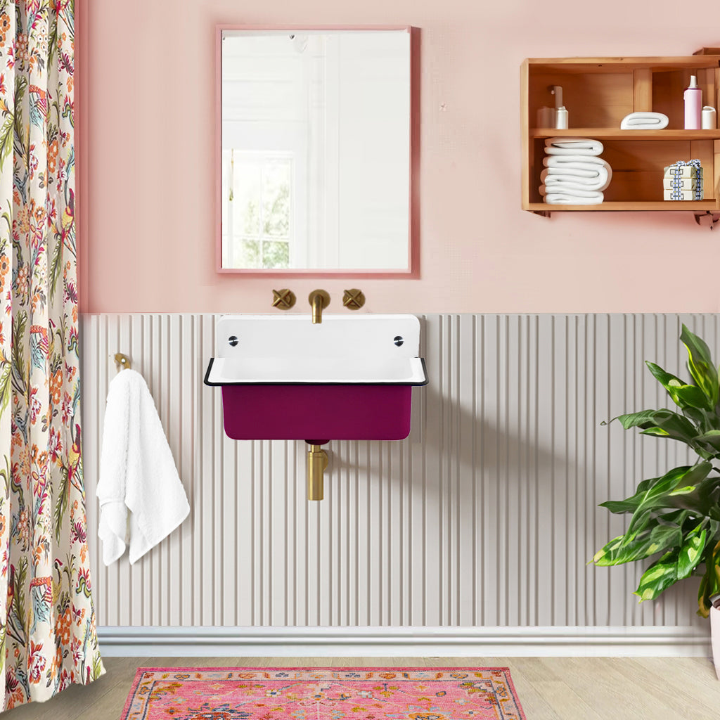 Alternate Image for Nantucket Sinks Anchor 19.5" x 14" Irregular Wallmount Iron Bathroom Sink with Accessories, White/White, NS-ACBS20OF-PNKW