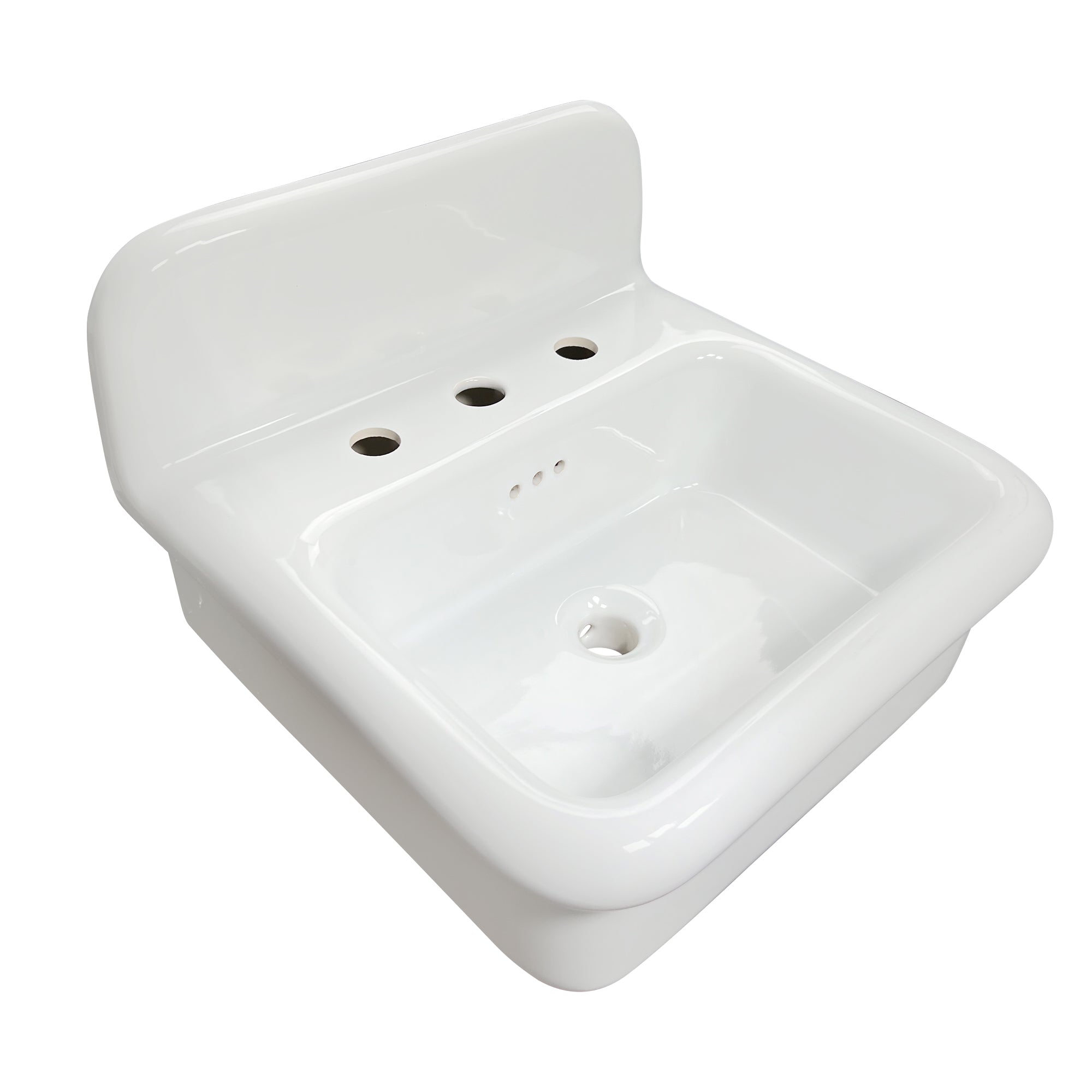 Alternate Image for Nantucket Sinks Victorian 19.5" x 17.75" Irregular Wallmount Fireclay Bathroom Sink with Accessories, White/White, NS-VCDM20-WW
