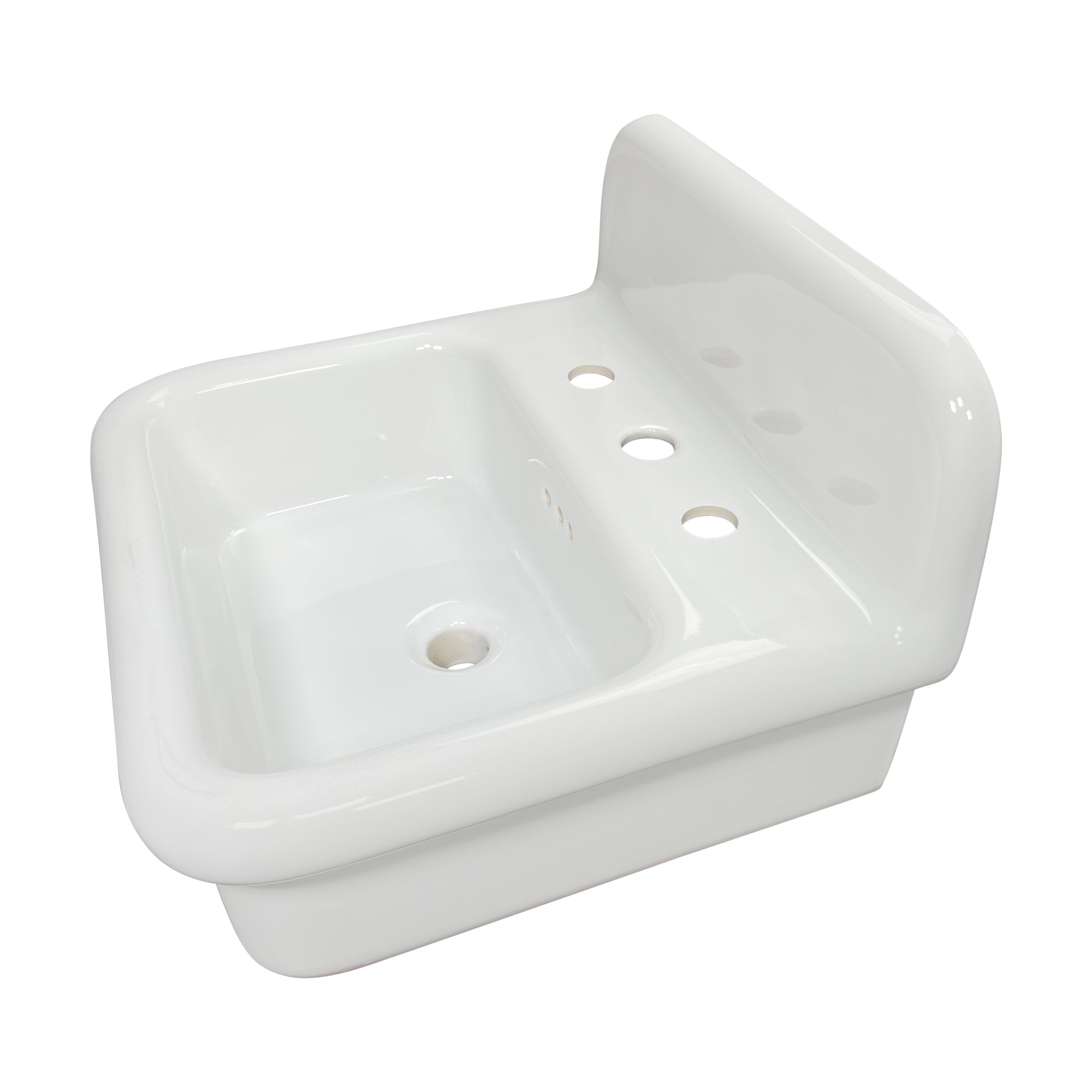 Alternate Image for Nantucket Sinks Victorian 19.5" x 17.75" Irregular Wallmount Fireclay Bathroom Sink with Accessories, White/White, NS-VCDM20-WW