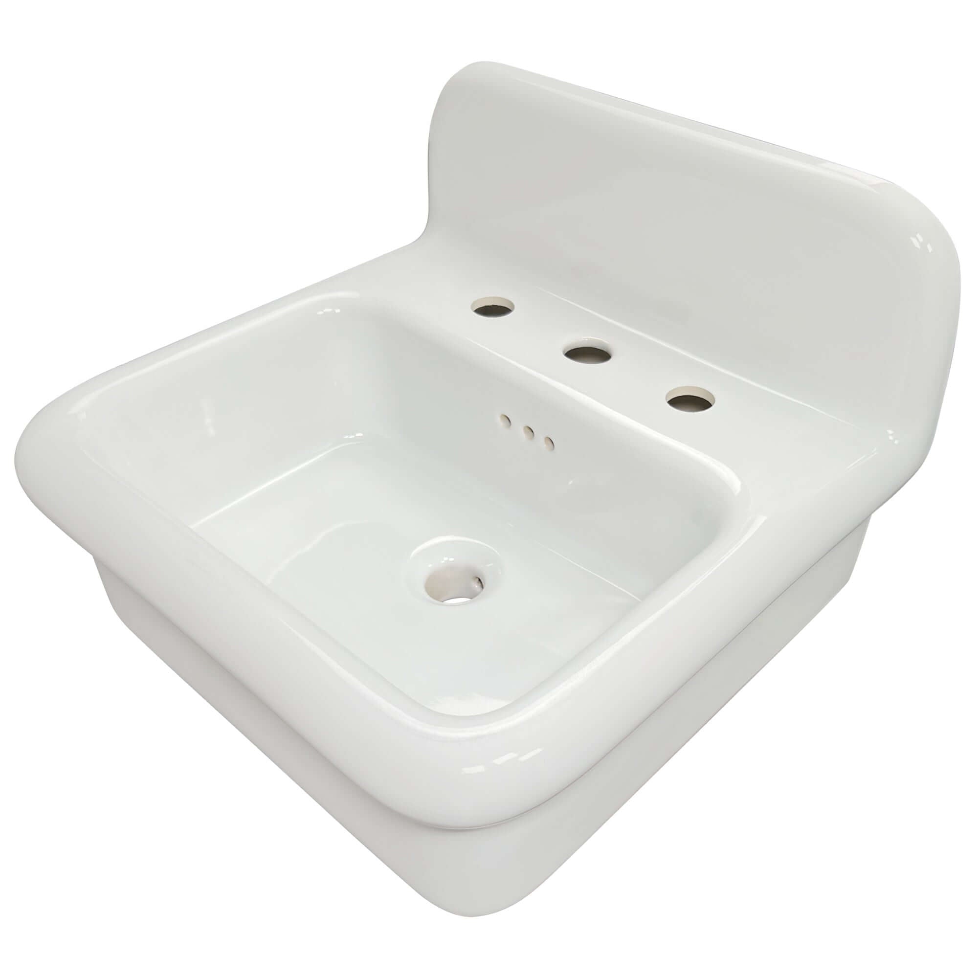 Alternate Image for Nantucket Sinks Victorian 19.5" x 17.75" Irregular Wallmount Fireclay Bathroom Sink with Accessories, White/White, NS-VCDM20-WW