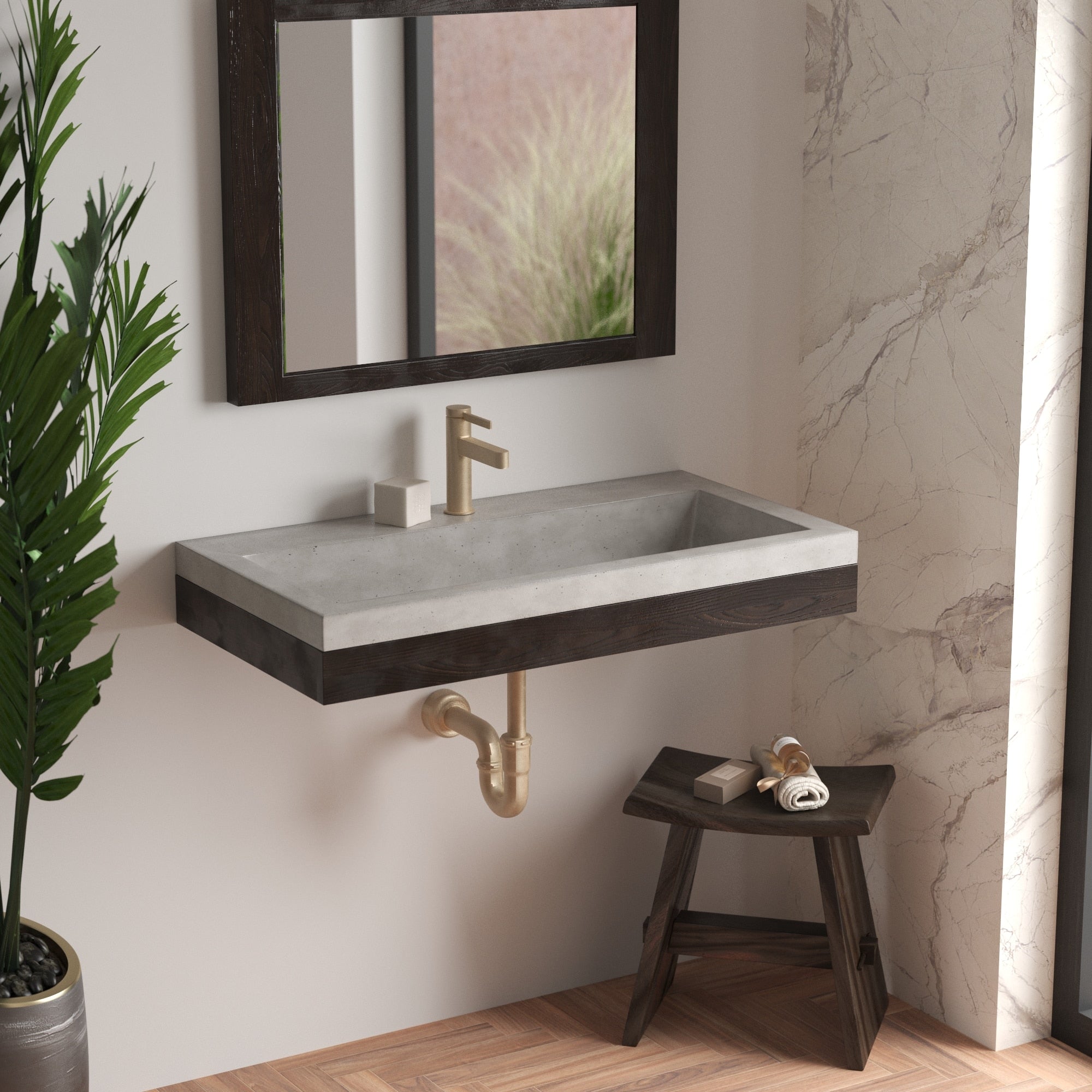 Native Trails Winemaker Napa 36" Wall-Mount Reclaimed Wood Vanity Base in Charred Oak, VNP368 Product Image
