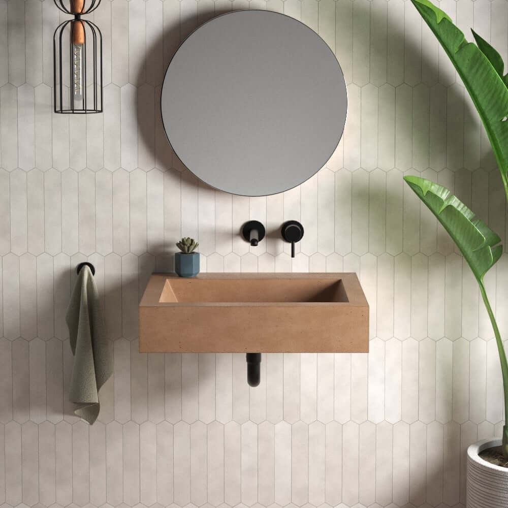 Native Trails Natoma 24" x 19" Rectangle Wall Mount NativeStone Concrete ADA Bathroom Sink, Terracotta, NSL2405-TX